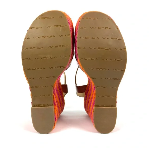 NWT Via Spiga Evelina Espadrille Wedge Platform Pink Orange Sandals, Size 8.5 - Picture 5 of 15